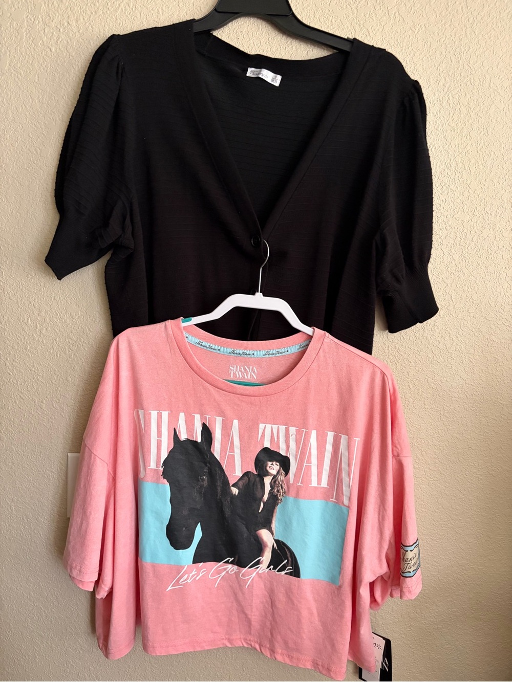 Combo New Pink Graphic Crop Tee & EUC short sleeves Cardigan
